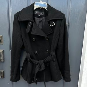 Black Wool Pea Jacket Size M